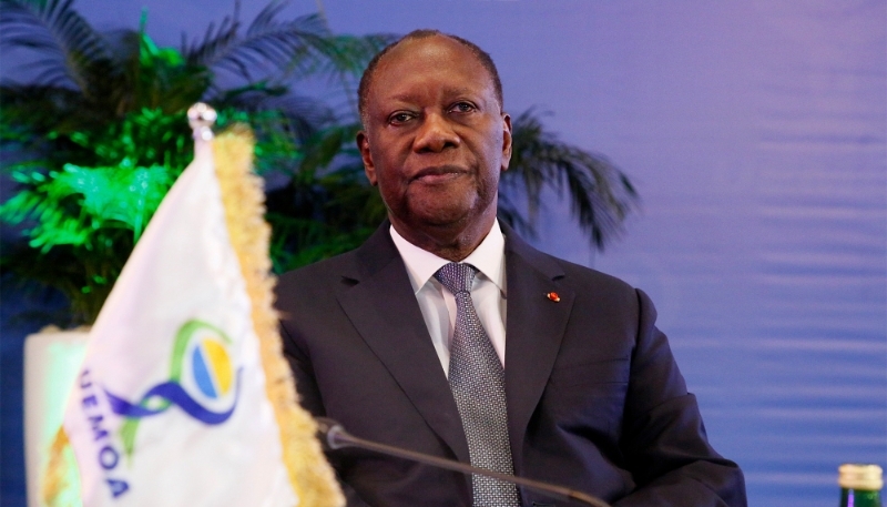 Le chef de l'État ivoirien, Alassane Ouattara, président par intérim de l'Uemoa, à Abidjan, le 5 décembre 2022