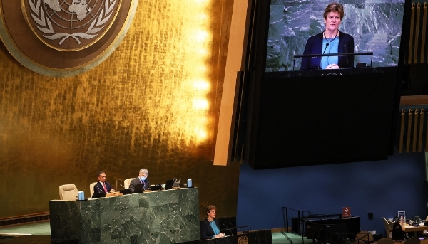 La représentante permanente du Royaume-Uni auprès des Nations unies, Barbara Woodward, à New York, le 14 novembre 2022.