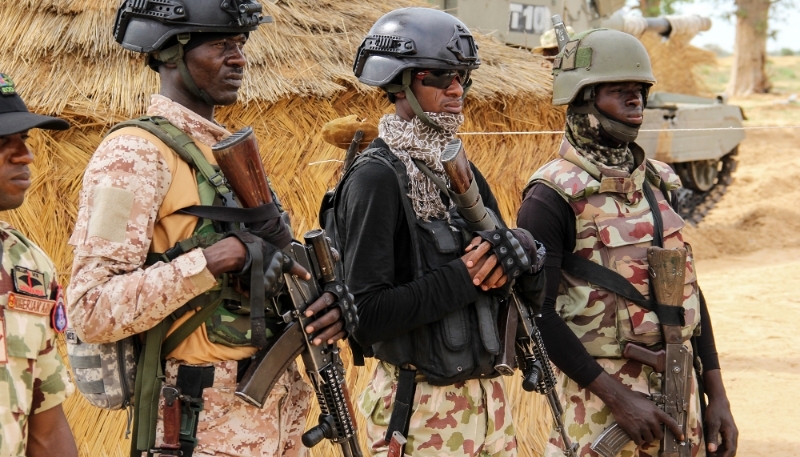 Des soldats de la Nigerian Army à Baga (État de Borno), au Nigeria, le 2 août 2019.