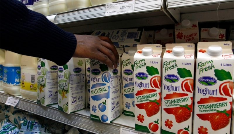 Des produits laitiers du groupe Brookside Dairy, dans un supermarché de Nairobi.