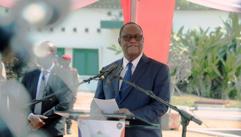 Le ministre de la défense ivoirien Birahima Ouattara au camp militaire de Port-Bouët, Abidjan, le 20 février.