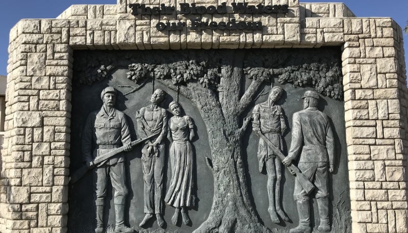 Mémorial du génocide des Hereros et des Namas par les troupes coloniales allemandes, dans le centre de Windhoek, en 2019.