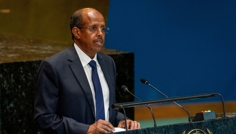 Le ministre djiboutien des affaires étrangères, Mahmoud Ali Youssouf, le 23 septembre 2024, à l'Assemblée générale des Nations unies, à New York.