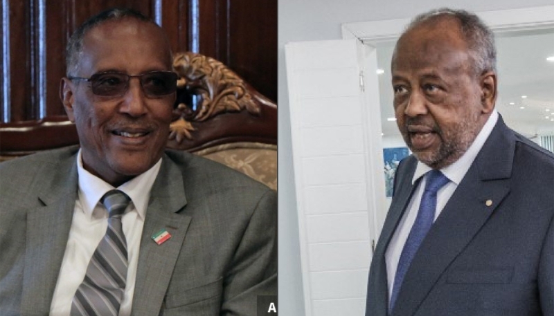 Muse Bihi, à la tête du Somaliland, et Ismaïl Omar Guelleh, président de Djibouti.
