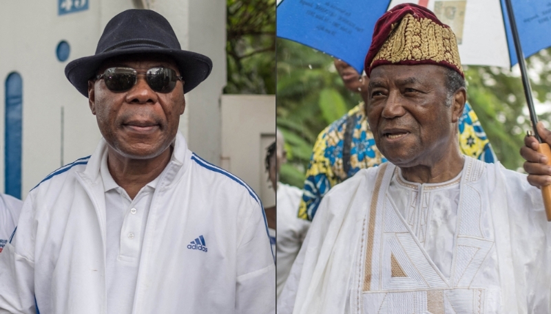 Les anciens présidents béninois Thomas Boni Yayi (à g.) et Nicéphore Soglo, en 2019 à Cotonou.