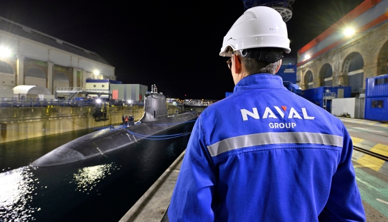 Un sous-marin de Naval Group à la base navale de Cherbourg, France, le 25 mars 2023.