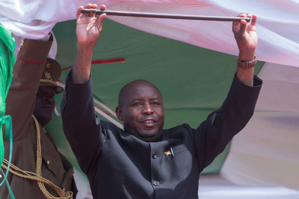 Le président du Burundi, Evariste Ndayishimiye, le 18 juin 2020, lors de la cérémonie d'investiture à Gitega.