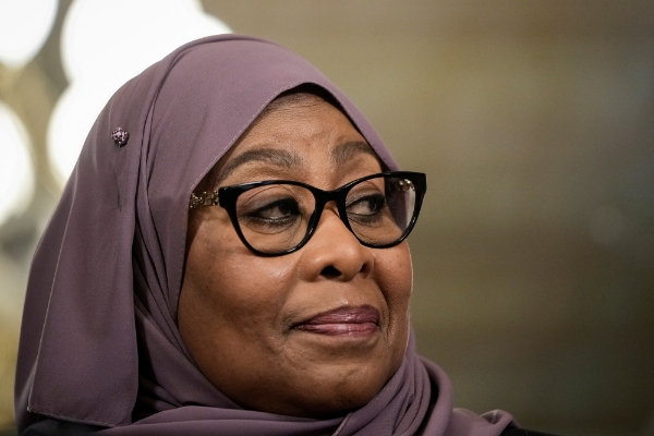 La présidente tanzanienne Samia Suluha Hassan, le 15 avril 2022 à Washington.