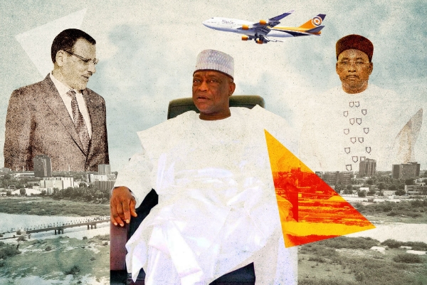 Alhaji Dahiru Mangal, Mohamed Bazoum (G), Mahamadou Issoufou (D).