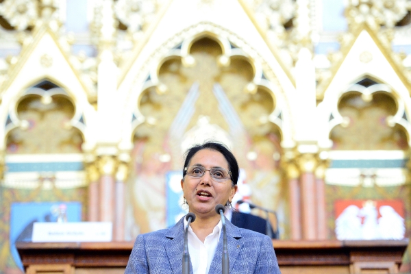 Shamila Nair-Bedouelle au World Science Forum, de Budapest, en Hongrie, le 23 novembre 2019.